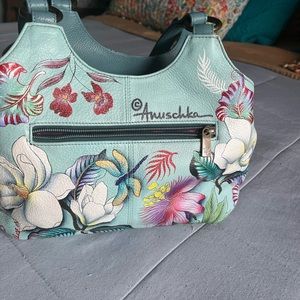 Hand painted bag/three sections/matching liner phone and small document cases